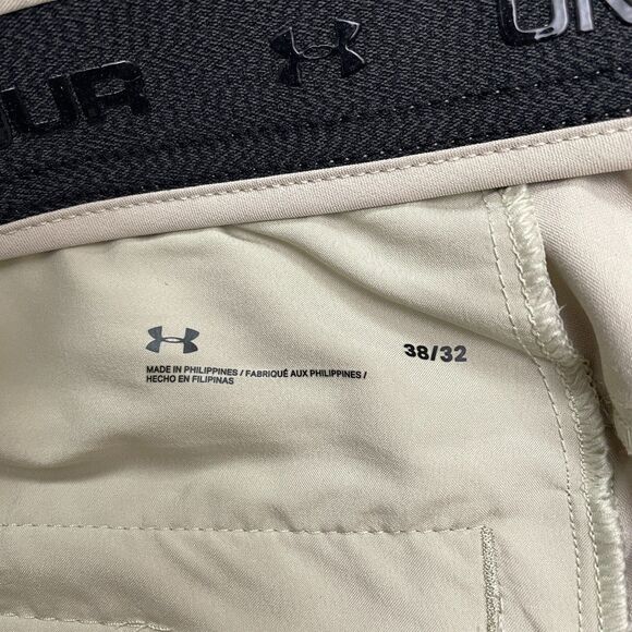 Under Armour Khaki Golf Pants Men 38x32 Beige Straight Leg Stretch Preppy Casual - Picture 7 of 15
